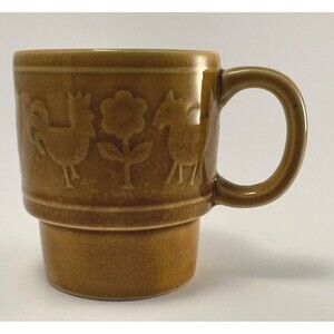 Vintage MCM stacking mug, harvest gold/yellow 70s